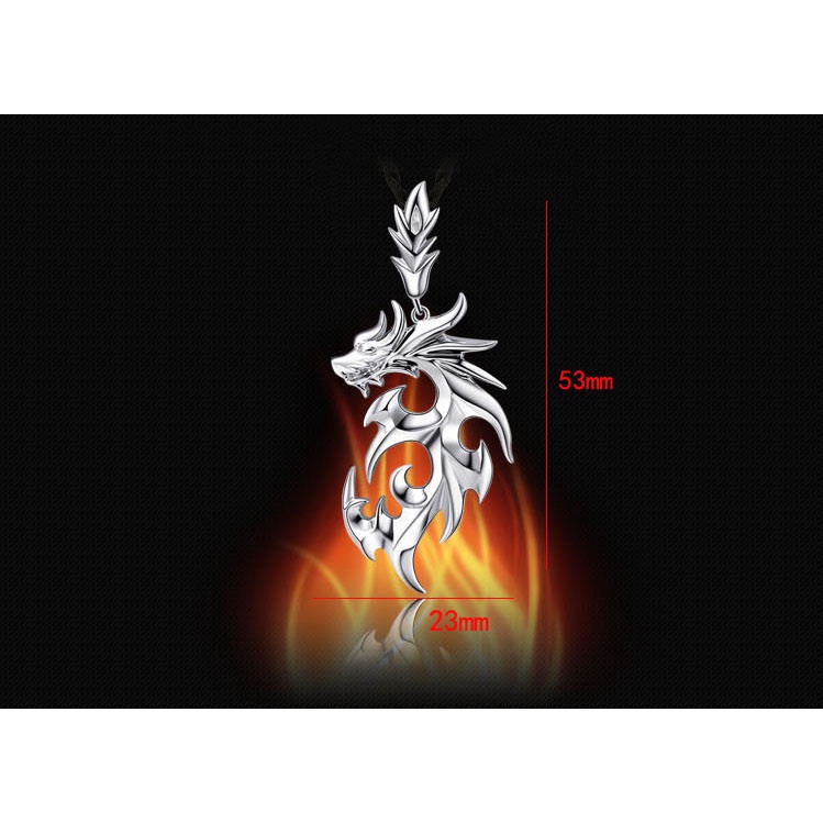 Kalung Liontin Naga Api Bahan Stainless Steel Untuk Pria