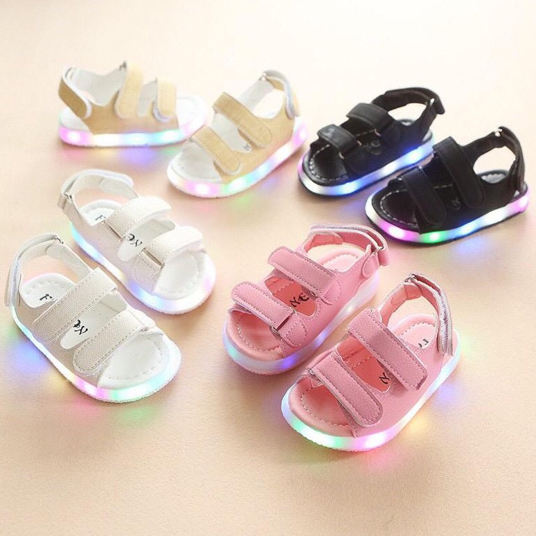 Qeede_Store Sandal Sepatu Anak Laki-laki&amp;Perempuan Lampu LED HAILY Size 21-30 Usia 1-4 Tahun