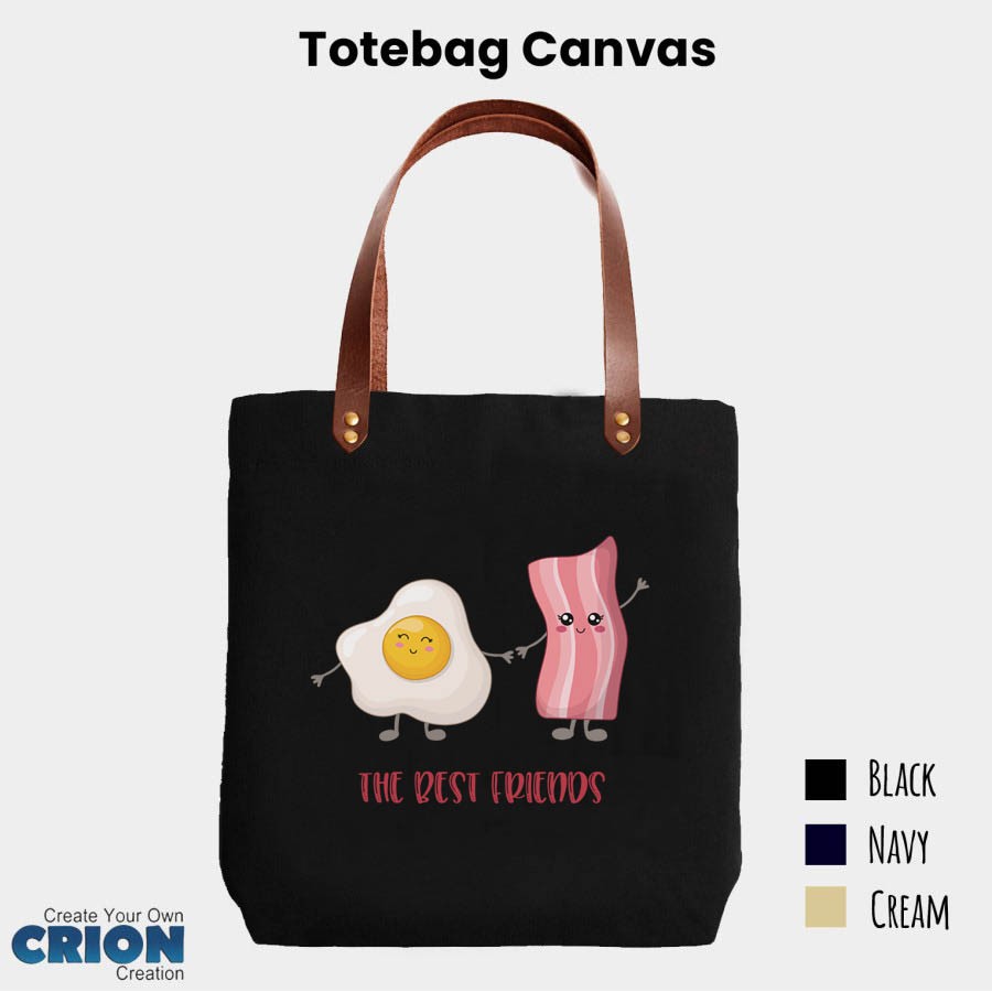 Totebag Canvas Synthetic Leather Strap Friendship Food Series By crion