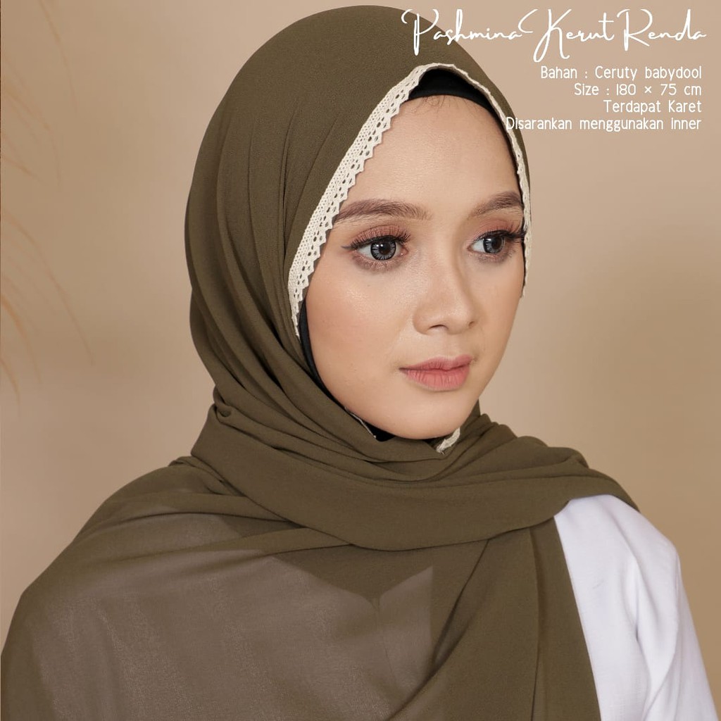 TERLARIS!! BEST SELLER!!! HIJAB/JILBAB PASHMINA_PASHMINA KERUT RENDA_BAHAN CERUTY BABYDOLL PREMIUM