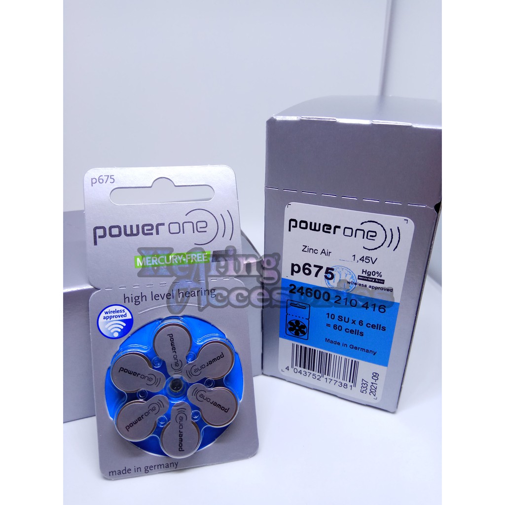 Baterai Alat Bantu Dengar Hearing Aid Battery PowerOne 675 (P675) Mercury-Free