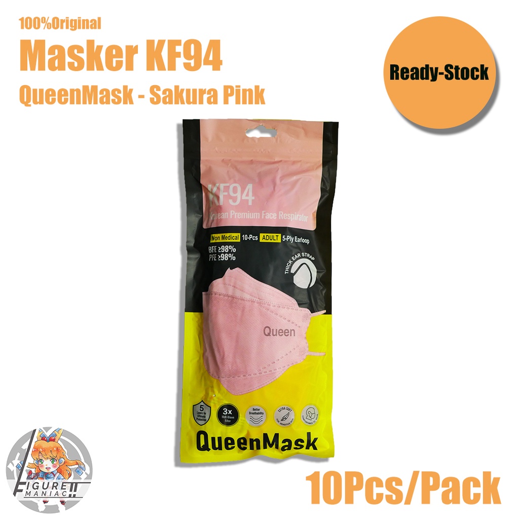 Figure Maniac - Masker KF94 QueenMask Earloop Korean Style Original 1 Pack isi 10