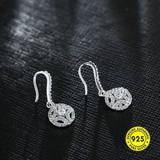 Anting Kait Sterling Silver S925 Bentuk Bulat Geometris Anti Pudar Gaya Korea Untuk Wanita