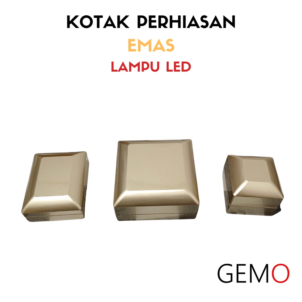 Kotak Perhiasan Berlampu Warna Emas Set / Cincin / Liontin / Gelang / Kalung Koye / Jewelry Box Tempat Perhiasan Lampu LED Murah Cocok Untuk Gift / Hadiah, Lamaran, Mahar Pernikahan, Hantaran Tunangan, Seserahan Pernikahan