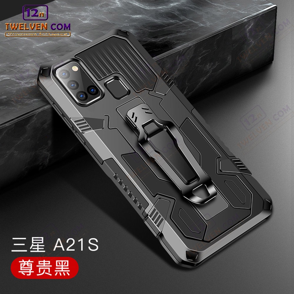 Case Shockproof Samsung A21s Armor Hardcase Stand Clip