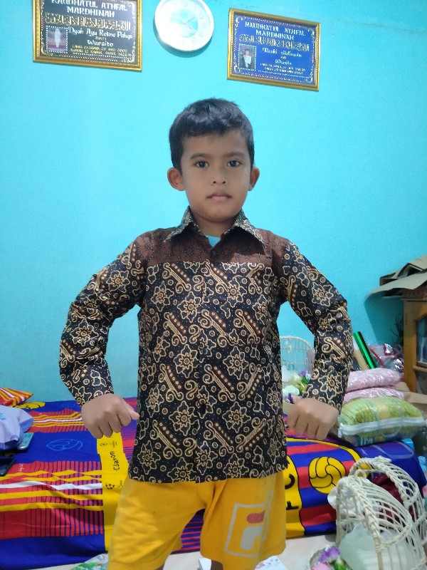 Batik Keluarga,batik Couple Ayah Anak Motif Mataram Coklat