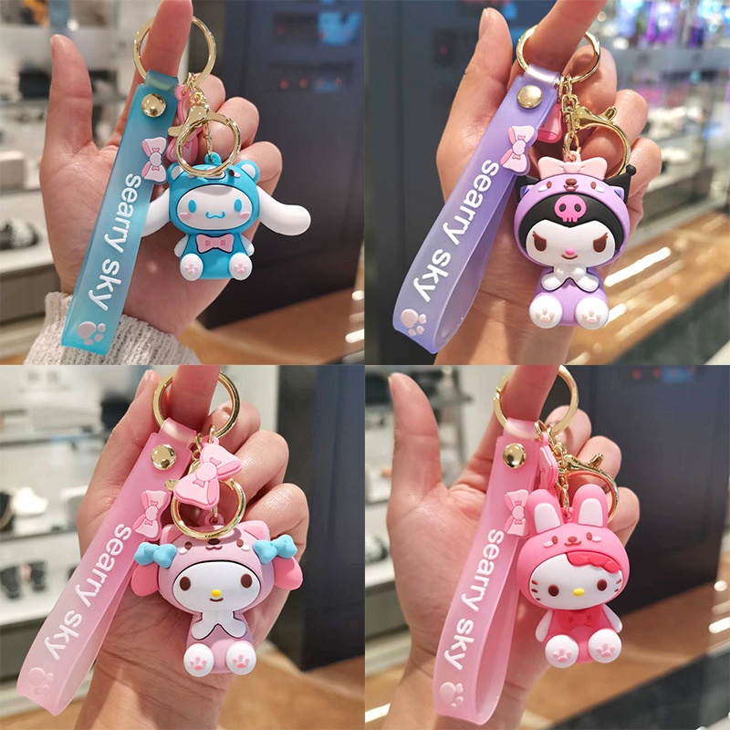 Gantungan Kunci Bentuk Kartun Cinnamon Melody Kuromi Hello Kitty Bahan Resin