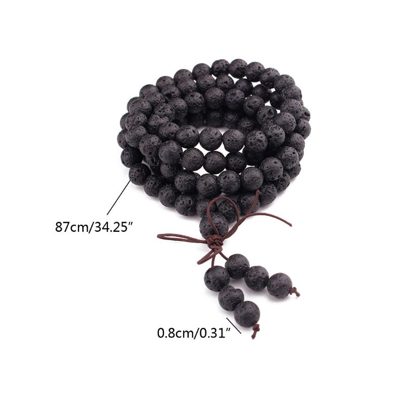 SIY  108 Natural Gemstone Buddha Prayer Beads Mala Bracelets Buddhist Rosary Necklace