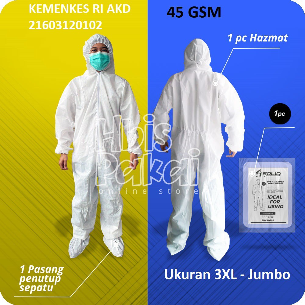 Apd Hazmat Kemenkes Ri Akd 21603120102 Ukuran 3XL Jumbo - Solid