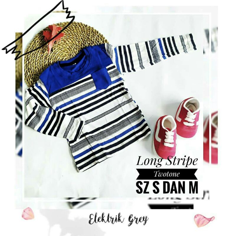 long stripe two-tone tee