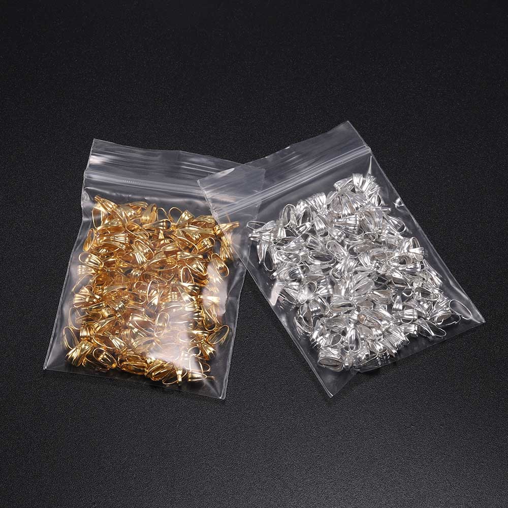 100pcs / Lot Klip Konektor Liontin 7 / 8 mm Warna Silver / Gold Untuk Membuat Perhiasan Kalung