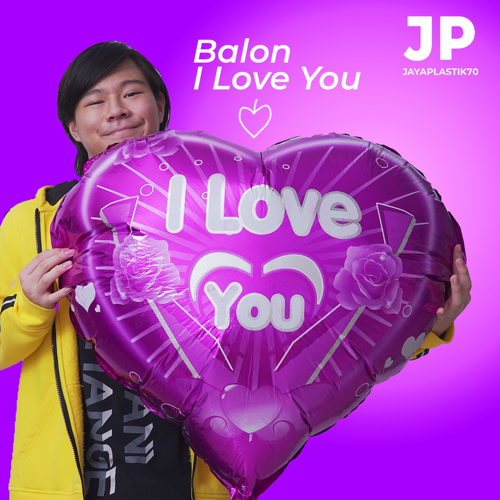 Balon Foil I LOVE YOU/ILY/Valentine/Cinta Character JUMBO 82cm