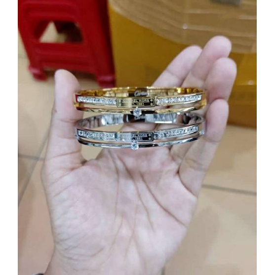 GELANG POLOS PREMIUM BERLAPISKAN EMAS/GELANG GOLD ROSEGOLD SILVER/GELANG BANGLE POLOS WANITA TITANIUM