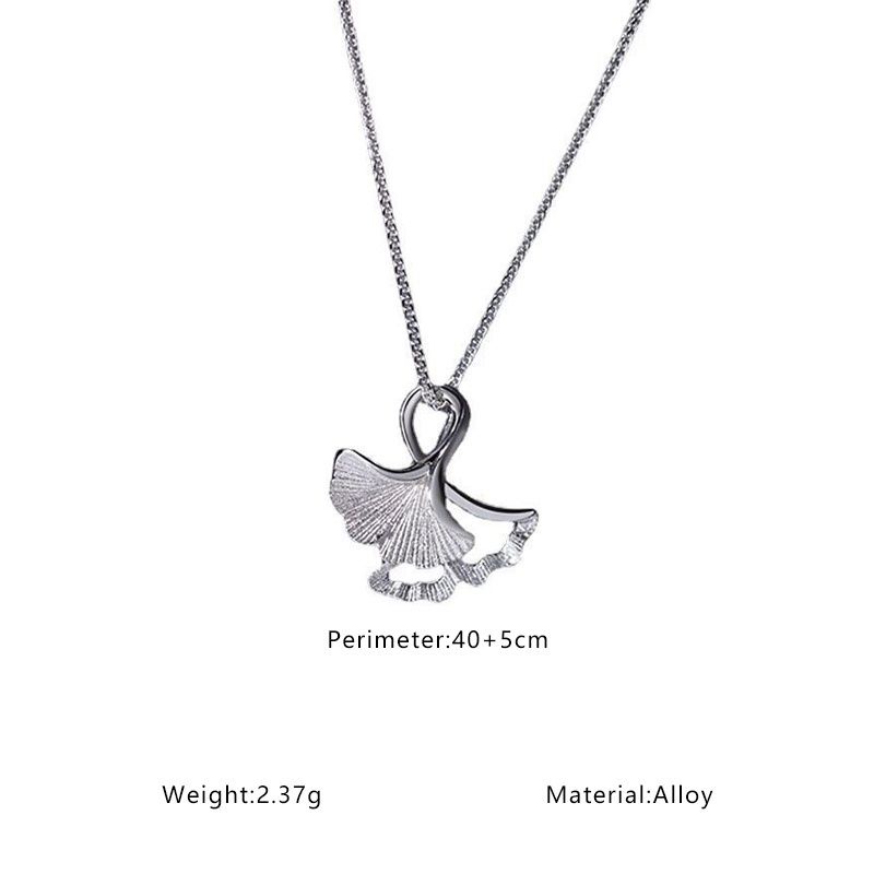 FerenHongXia Kalung Rantai Liontin Daun ginkgo Bahan alloy Warna silver Ala Korea Untuk Wanita