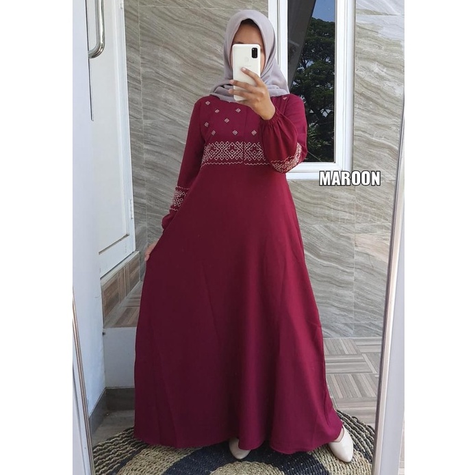 GAMIS ITY CREPE BORDIR DRESS BROKAT TERBARU