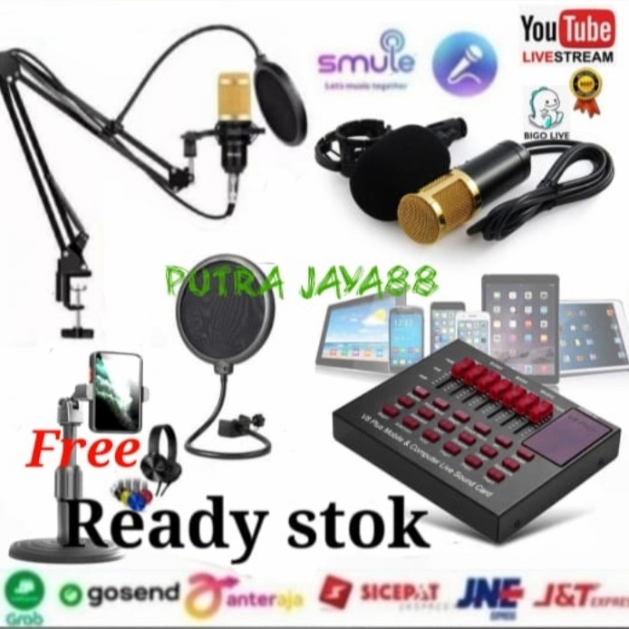Taffware Paket Mic BM800 BM 800 BM-800 Microphone Condenser  Pop Filter Stand Mic