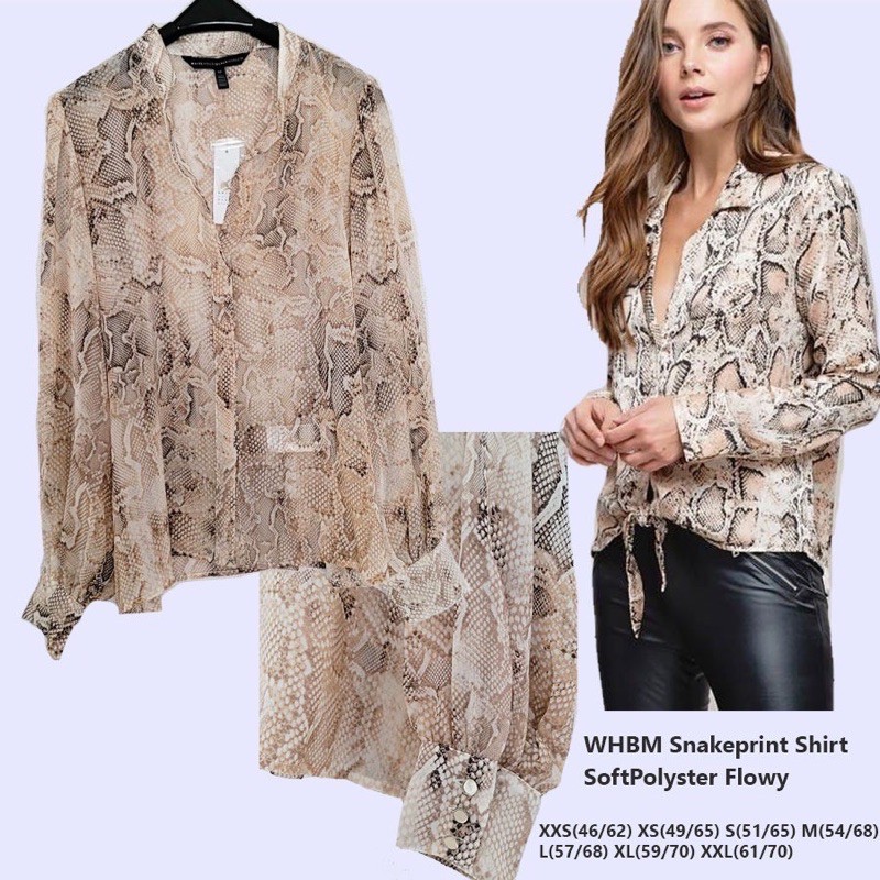 WHBM Snake Print Shirt - Kemeja Wanita Lengan Panjang Branded Original