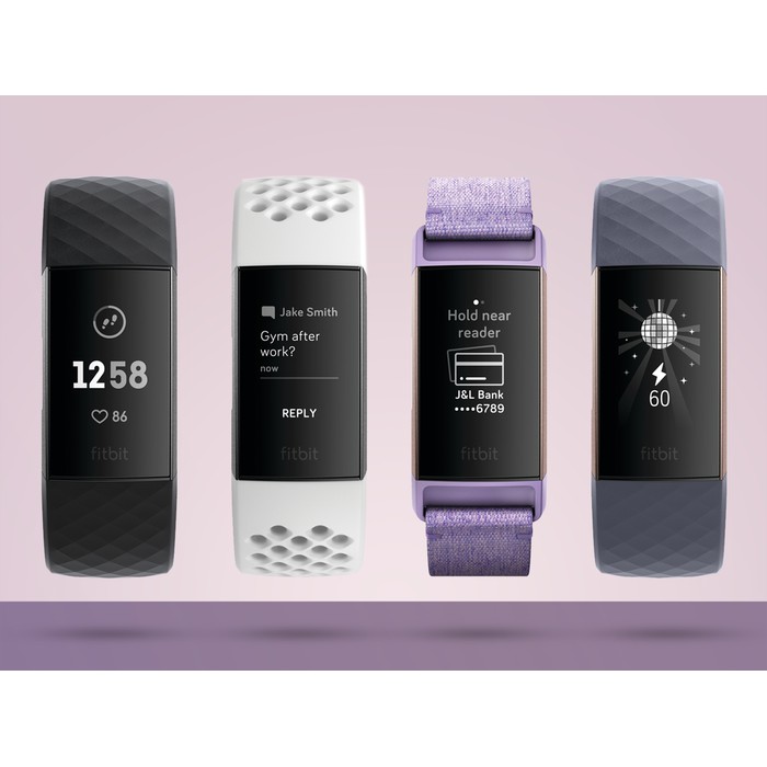 Fitbit Charge 3 Fitness Activity Tracker Smartwatch Fit Bit Size S L - graphite black