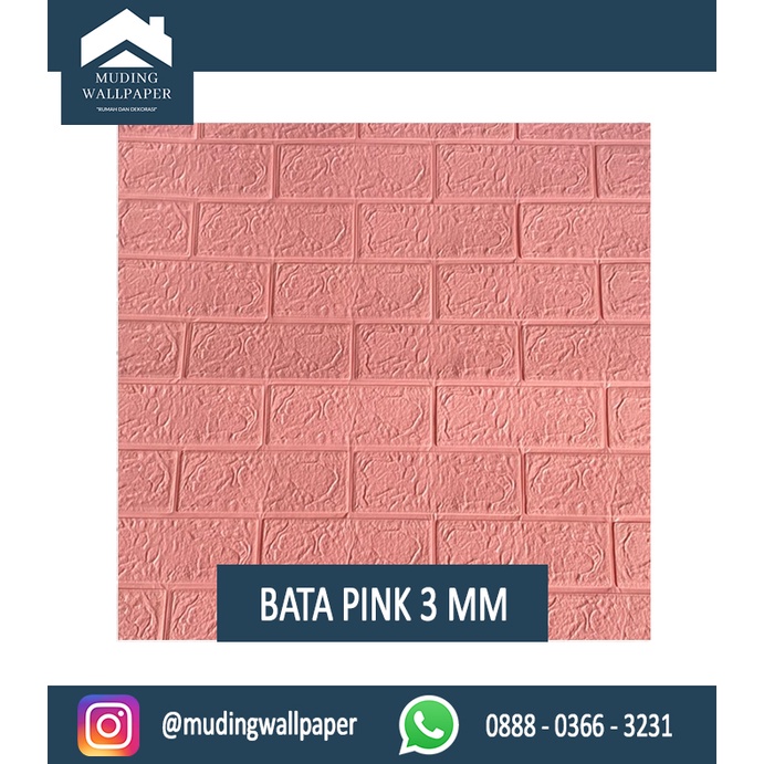 Wallpaper Bata Putih 3D Foam 77 x 70 cm-Bata Pink 3 MM
