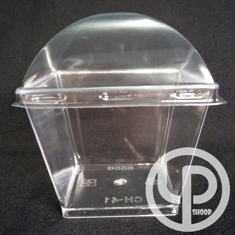 gelas puding / jelly cup dessert murah unik  CH 41 small square + tutup isi 25 pcs
