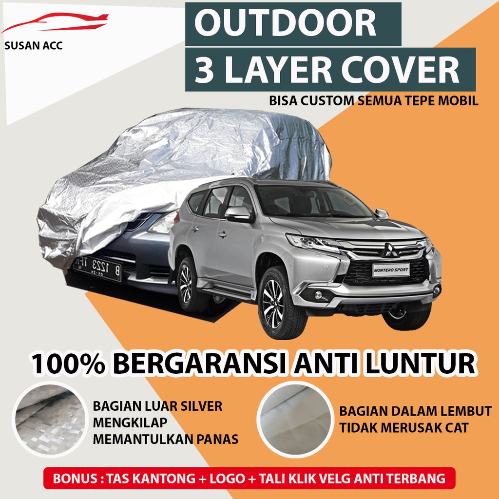 OUTDOOR PREMIUM Body Cover Mobil Pajero Dakar / Sarung Mobil Pajero Sport waterproof / Mantel Pajero