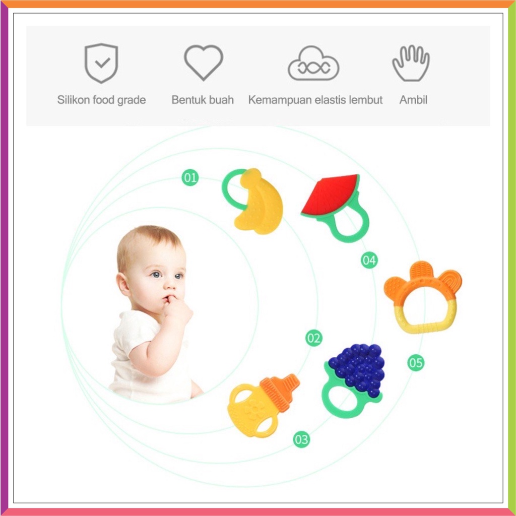 ❤ Fashionbabies ❤ MAINAN GIGITAN BAYI BAHAN SILIKON TEETHER BUAH UNTUK BAYI