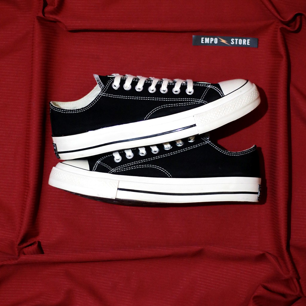 Converse All Star Chuck Taylor 70s Black White Low Sepatu Kasual Sekolah Pria Wanita