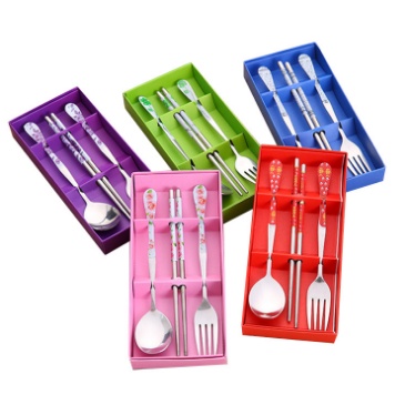 AVVET Sendok Garpu Sumpit Set 3 in 1/ Alat Makan Set Stainless / Souvenir / Sendok Garpu Sumpit 3 in 1