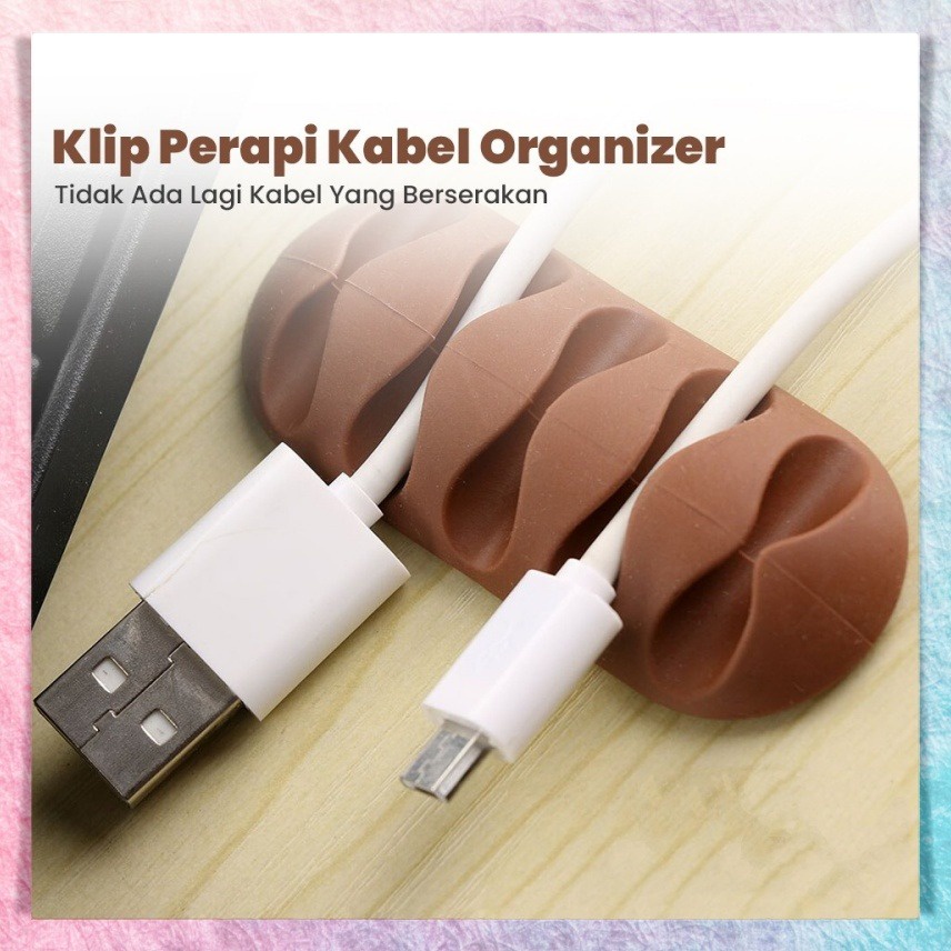 Penjepit Kabel Charger HP USB Headset Earphone Gadget Klip Kabel Organizer Tempel Clip Holder 5 Slot