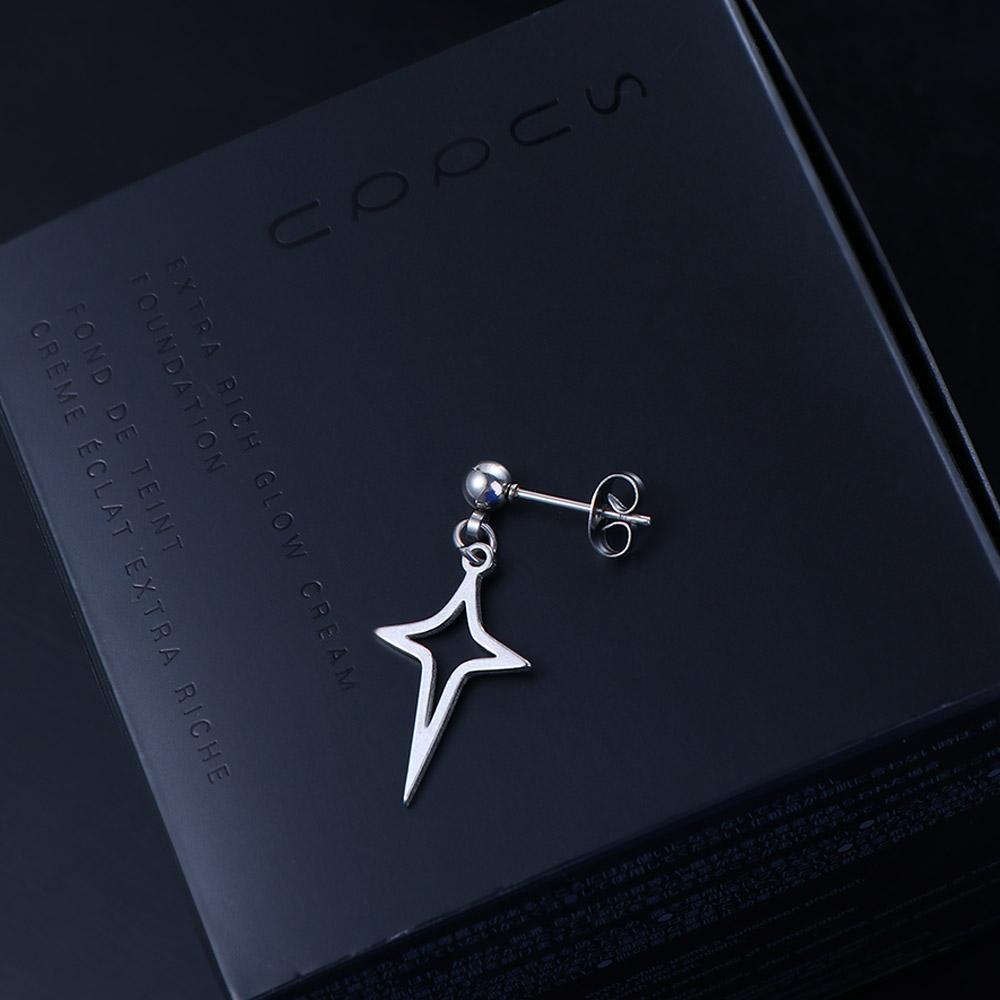 Mxbeauty Cross Star Menjuntai Anting Hadiah Geometris Temperamen Drop Earring Stainless Steel Pria Wanita Menjuntai Anting-Anting Pria Hoop Earring