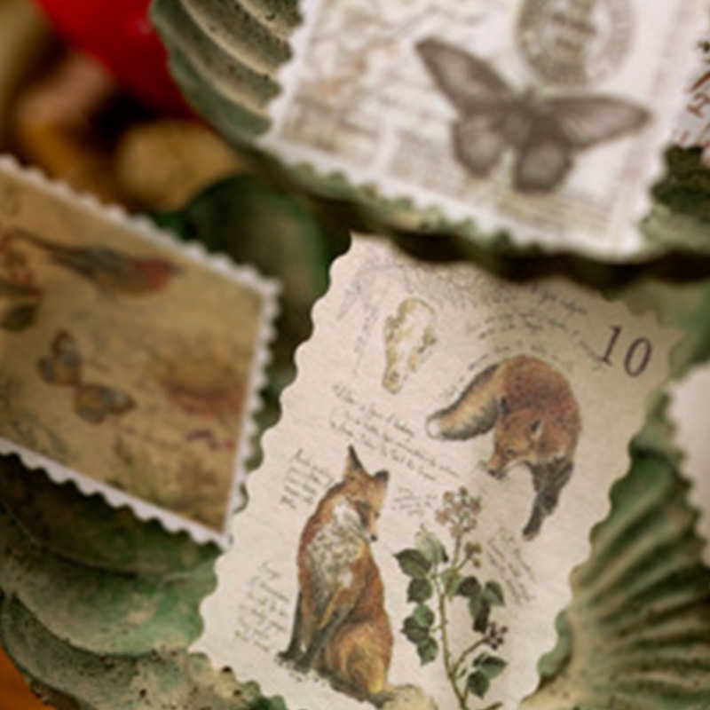 60pcs Stiker Kertasselotip Washi Gambar Campuran Gaya Vintage Untuk Dekorasi Jurnal Diy