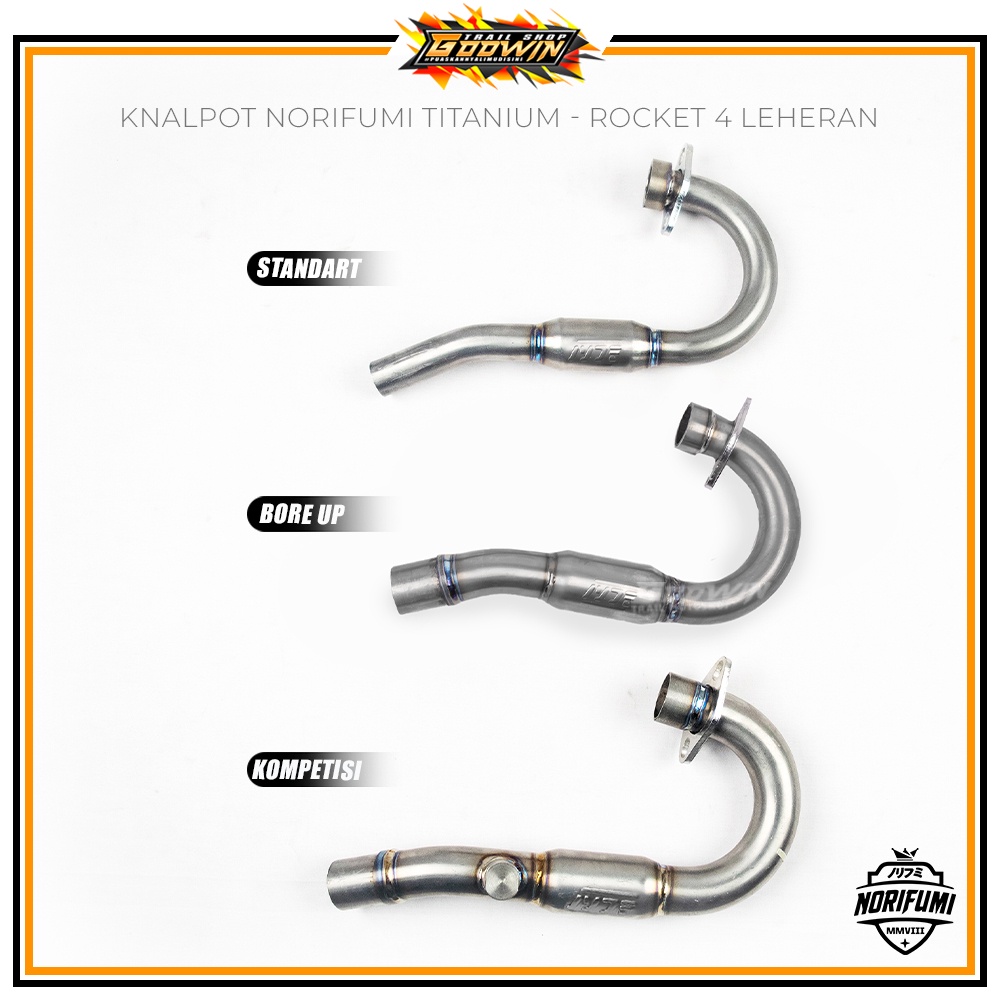 Knalpot NORIFUMI ROCKET 4 TITANIUM KOMPETISI BORE UP SE KLX 150 BF DT / KLX 140 BUILT UP CRF 150 L WR 155 R Stainless ORIGINAL