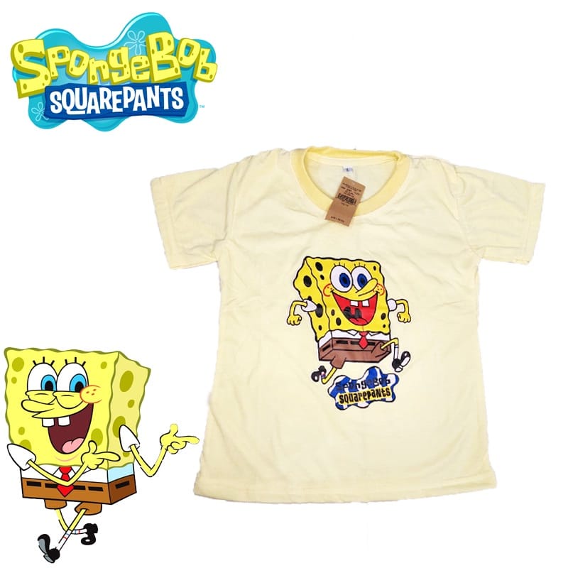 KAOS ANAK PEREMPUAN SPONGEBOB UMUR 1-2-3-4-5-6-7-8-9-10-11-12 // ATASAN BAJU ANAK PEREMPUAN // GROSIR BAJU KAOS ANAK