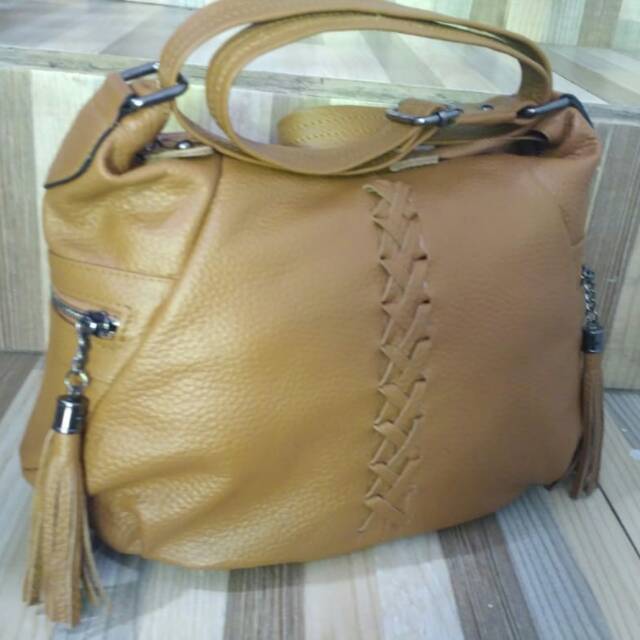 Tas kulit anyam depan asli Sukaregang Garut