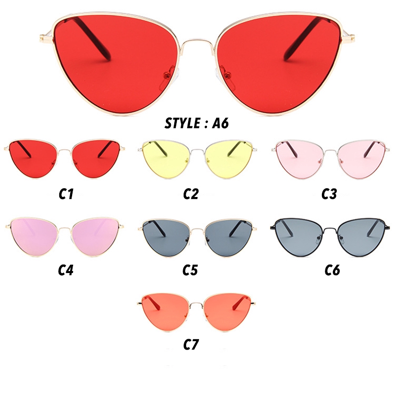 (YUZHU) Bayar di Tempat Collection Korean Design Retro Oval Bulat Kacamata Hitam Wanita/Pria Sunglasses