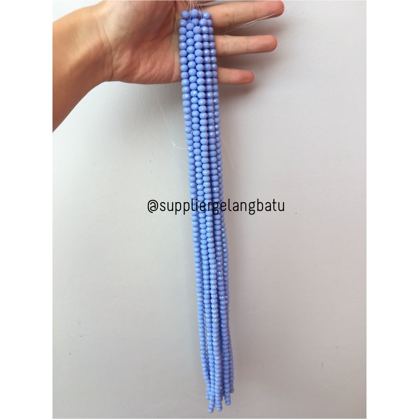 Crystal Ceko Doff 8mm biru muda aksesoris beads manik donat rondelle bahan kristal gelang kalung