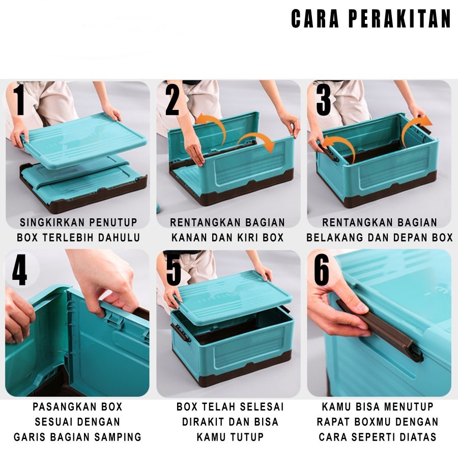 HomiHomi Kotak Penyimpanan Baju Plastik Box Container Lipat Serbaguna Portable Box Container Organizer BC001