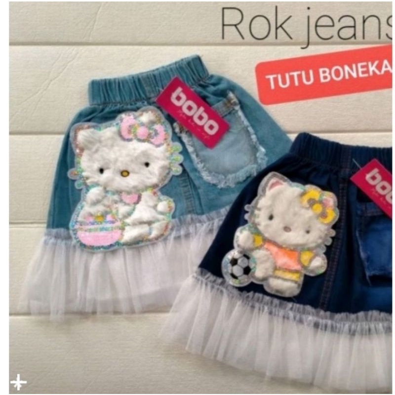 Rok Jeans Anak Tutu Gambar Karakter Ukuran 1-7 Tahun