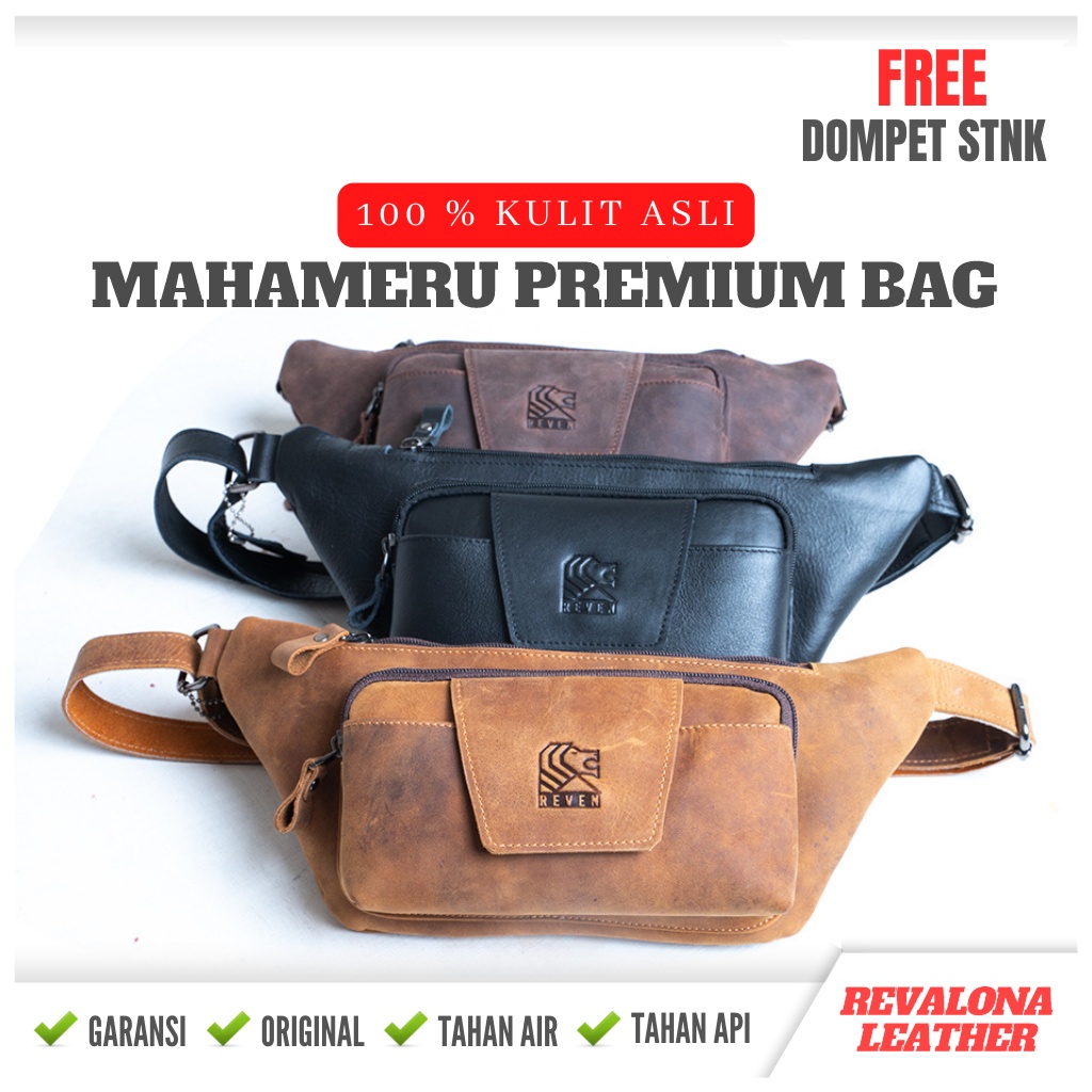 Tas Kulit Pria Original Branded Waistbag Premium Aaron Mahameru