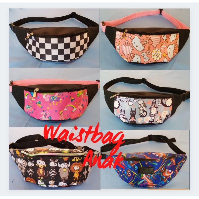 waistbag anak karakter/tas pinggang anak/selempang anak/grosir tas waistbag murah slingbagkonvesi