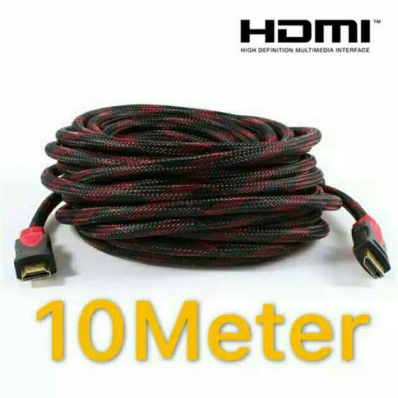 Kabel HDMI 10 meter bulat jaring - kabel HDMI 10m male to male