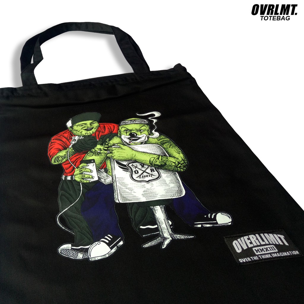 Tas Totebag OVERLIMIT Tote Bag Resleting Serba Guna / Totbag Distro Tas Tootbag Casual Tot Bag Motif Tattoo