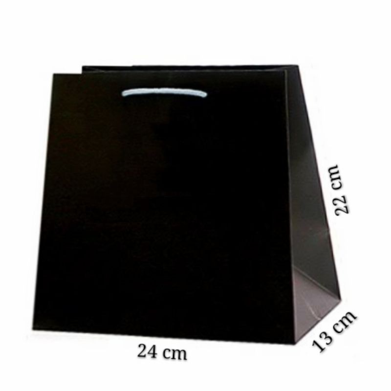

ORIONT FULL GLOSSY BLACK PAPERBAG SUPER QUALITY 24 X 13 X 22 cm.