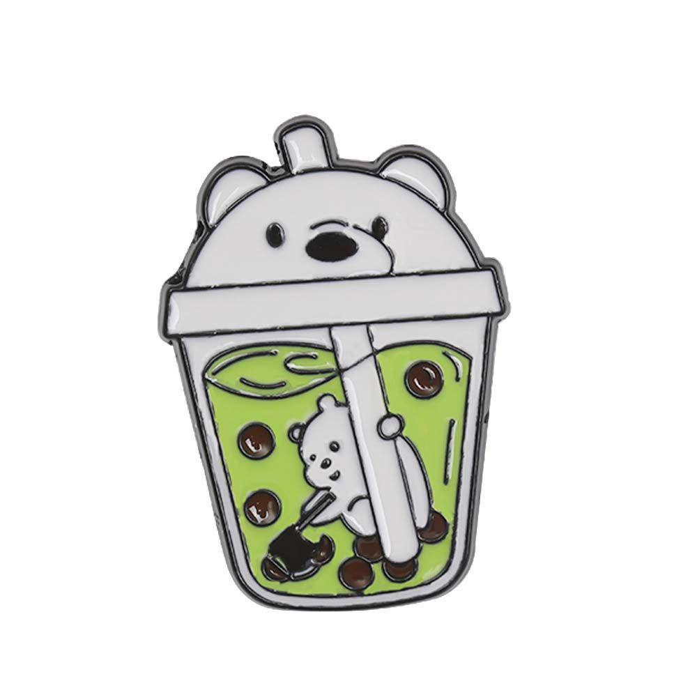 Lanfy Milk Tea Pet Bros Lucu Kartun Teh Susu Lencana Pin Kerah Pin Bentuk Hewan Enamel Pin