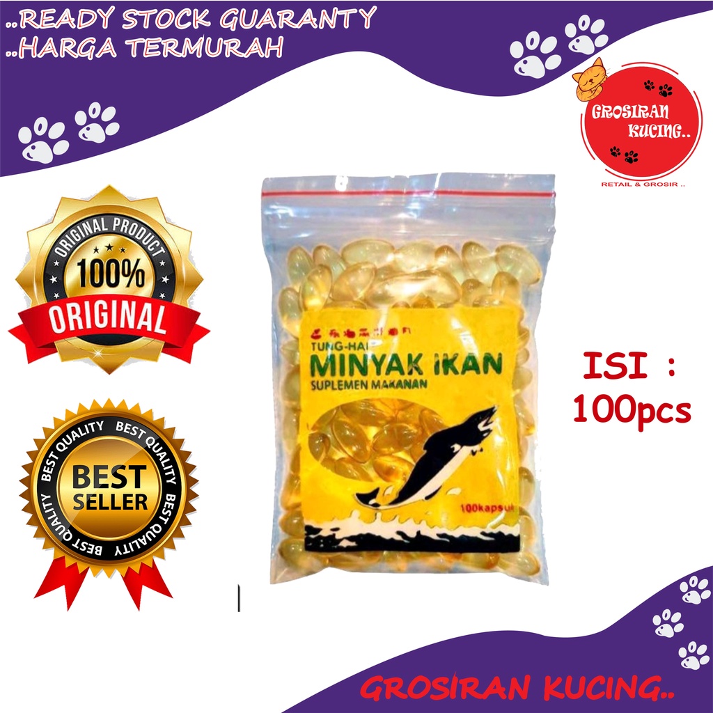 Minyak Ikan 100 Caps - Fish Oil Tunghai - Vitamin Bulu Kucing, Anjing Dan Hamster