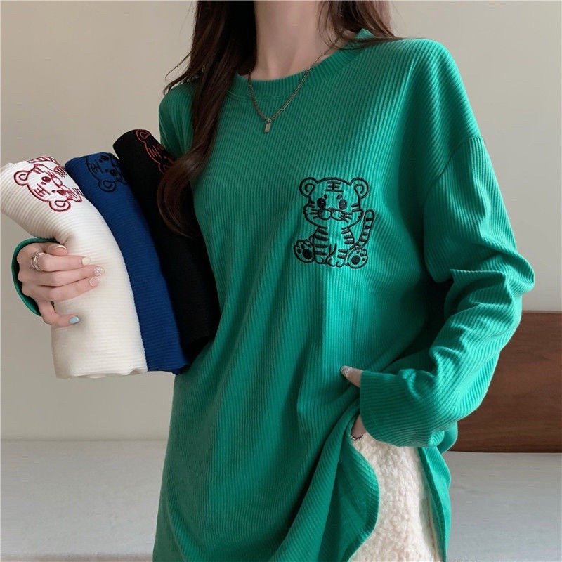 SW3 Atasan Korean lengan panjang bordir / baju oversize / kaos oblong / T shirt lengan panjang