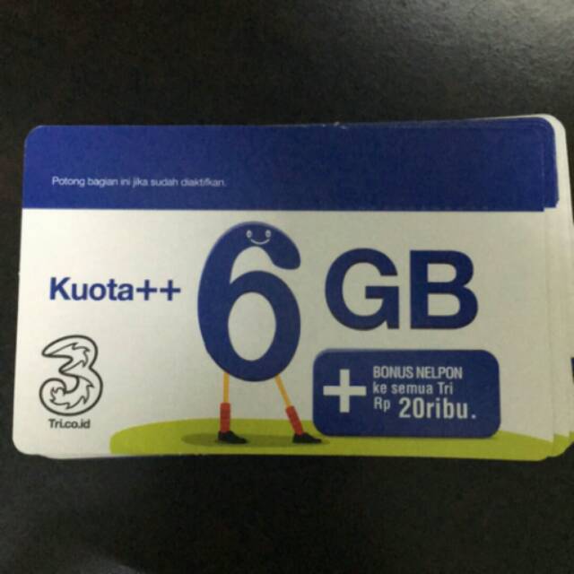 VOUCHER / INJECT KUOTA TRI 6 GB BONUS KUOTA 12 GB (4G)