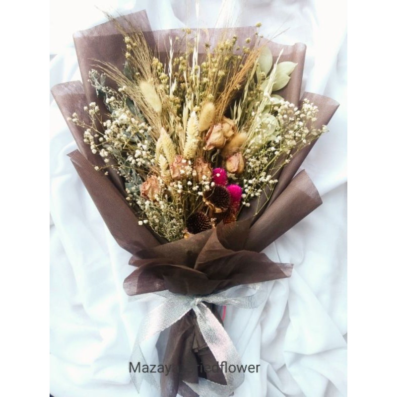 Bouquet dried flower  - buket bunga kering - buket valentine - handbouqet  artificial