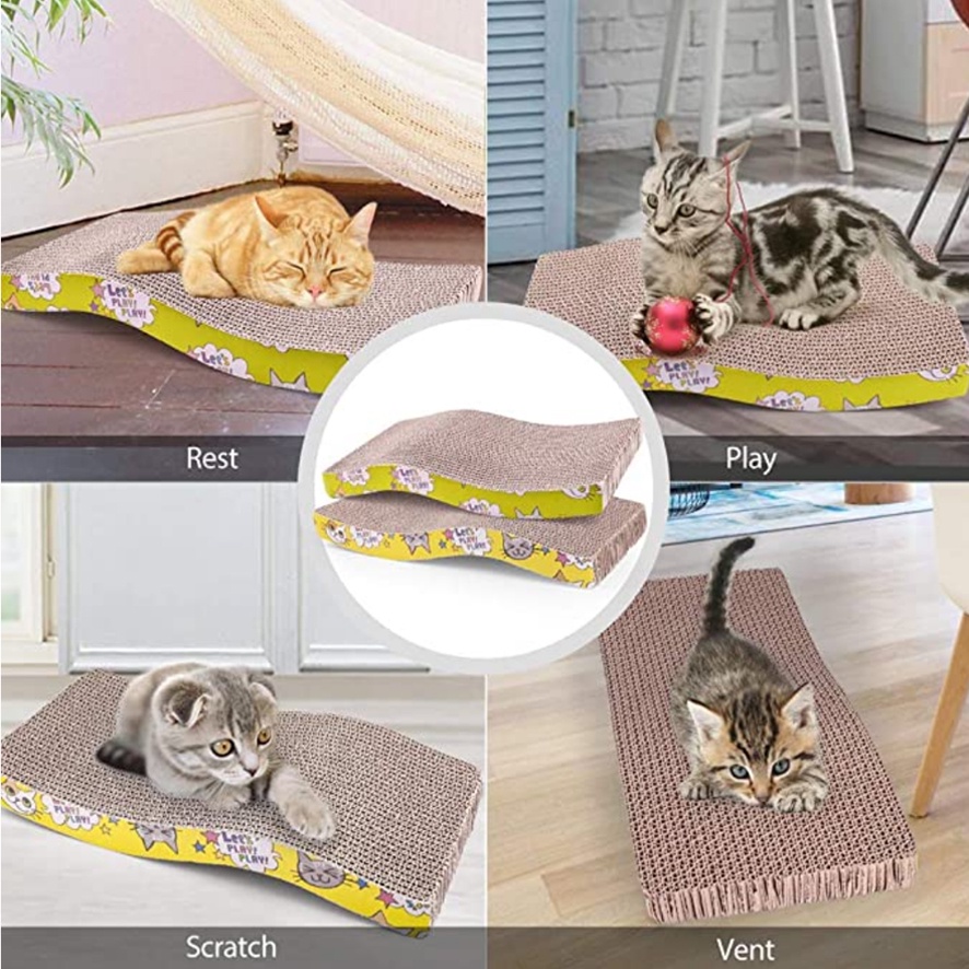 Papan Garukan Kucing + Serbuk Catnip - Cat Scratcher - Mainan Kucing Scratching Pad