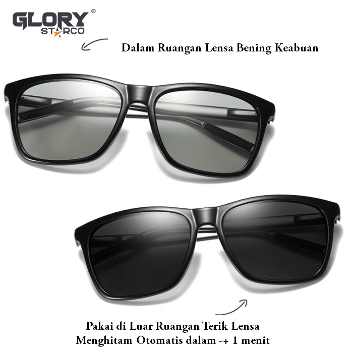 Kacamata Hitam Cowok Keren Anti silau Kacamata Polarized Kotak Anti UV